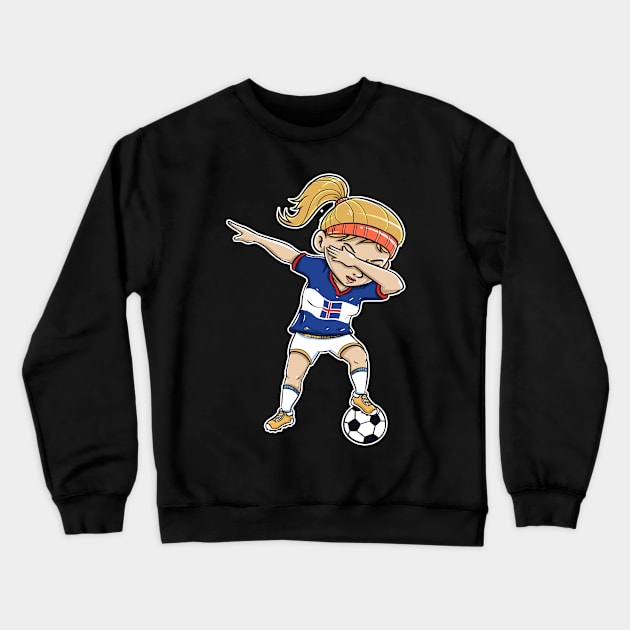 Dabbing Soccer Player Funny Iceland Fan T-Shirt girl Crewneck Sweatshirt by Pummli